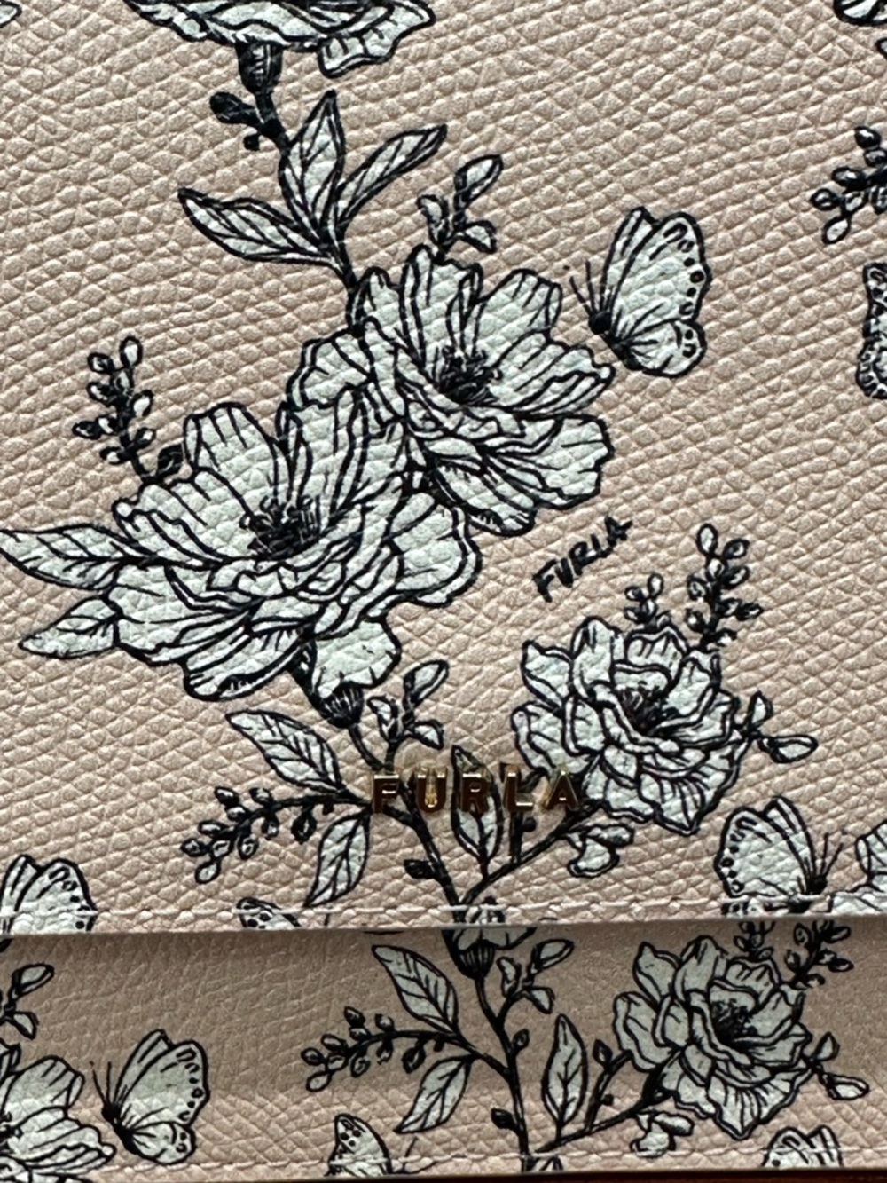 Furla Floral Leather Wallet on Chain / Crossbody Clutch - Picture 6 of 13